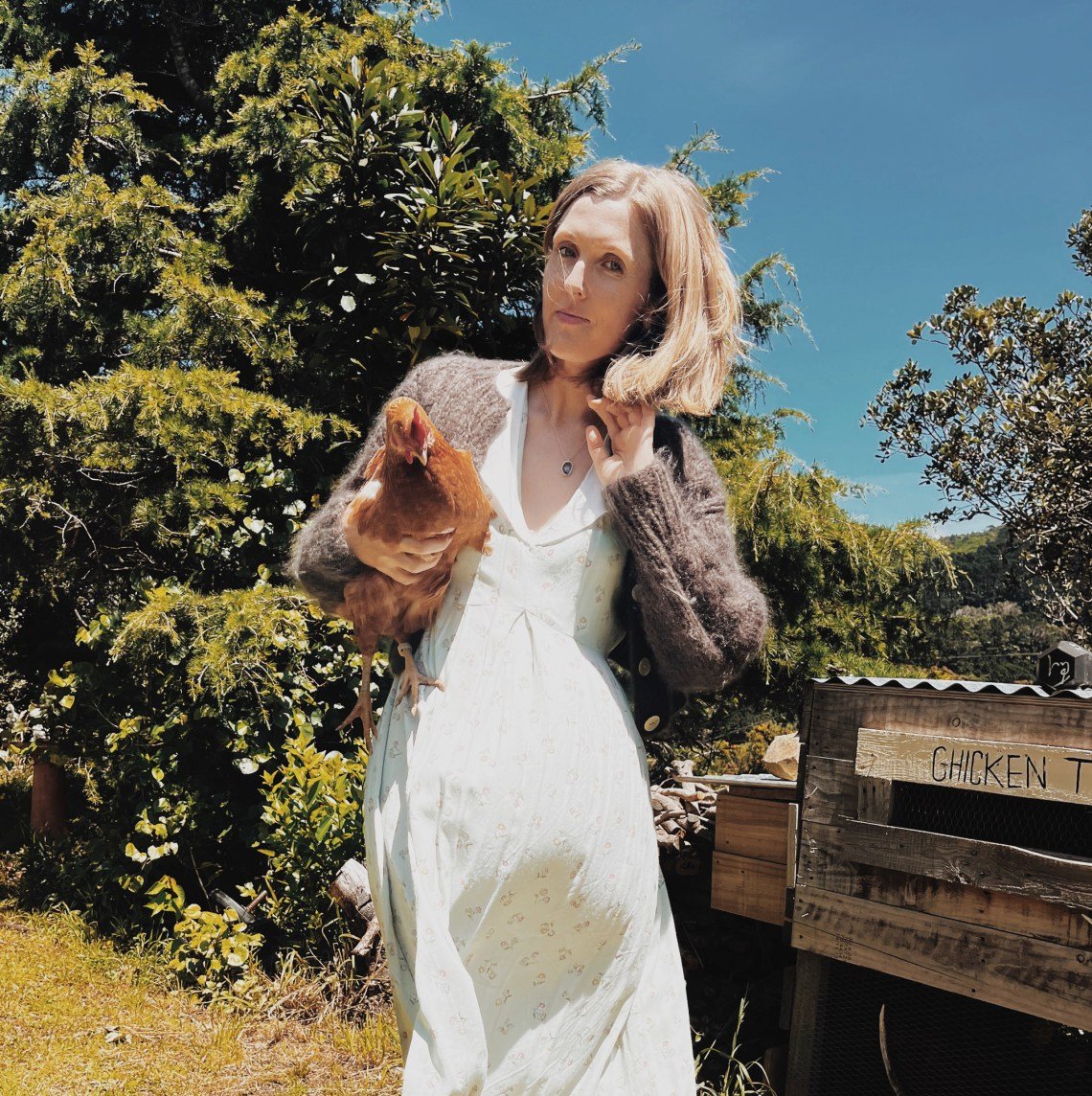 Josie McCrickard and a chicken